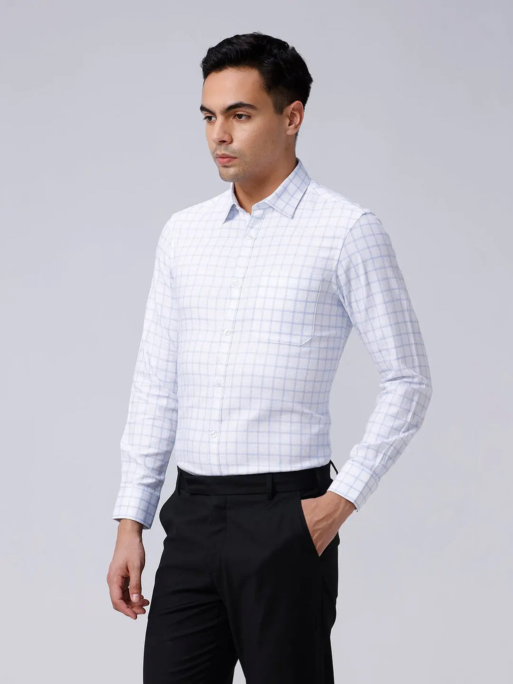 White and Blue Checks Dobby ShirtUnited By Hope