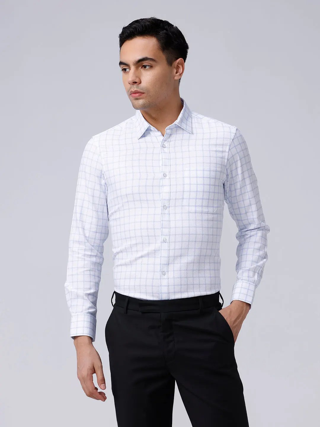White and Blue Checks Dobby ShirtUnited By Hope