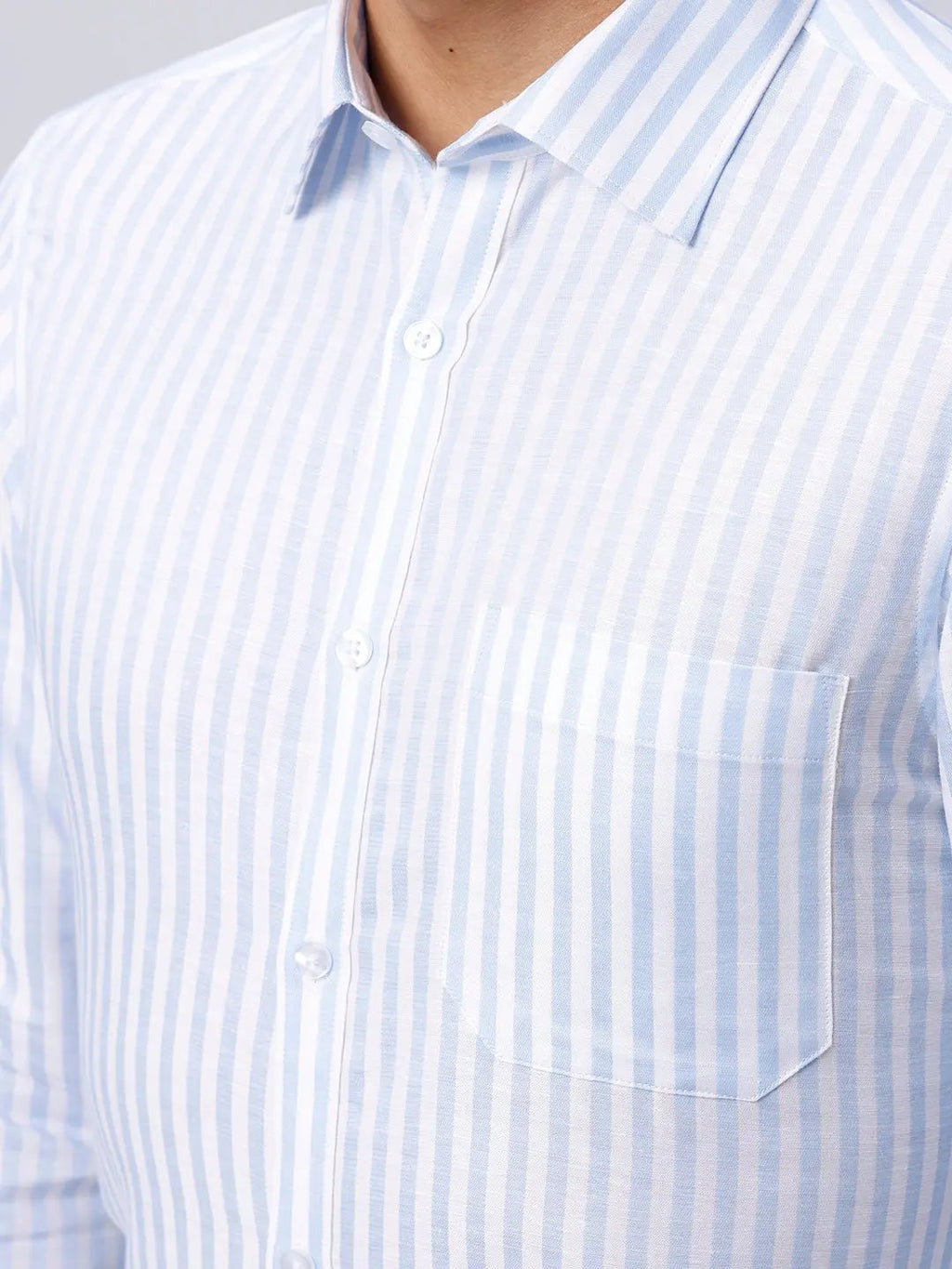 White and Blue Stripes Cotton Linen ShirtUnited By Hope
