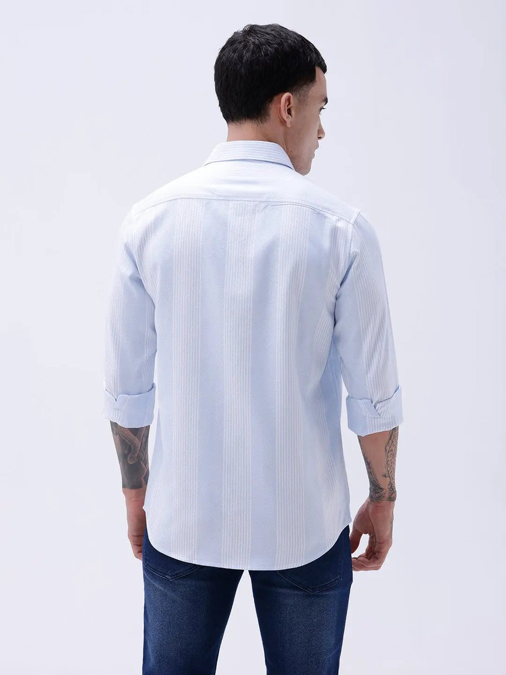 White and Blue Stripes Twill ShirtUnited By Hope