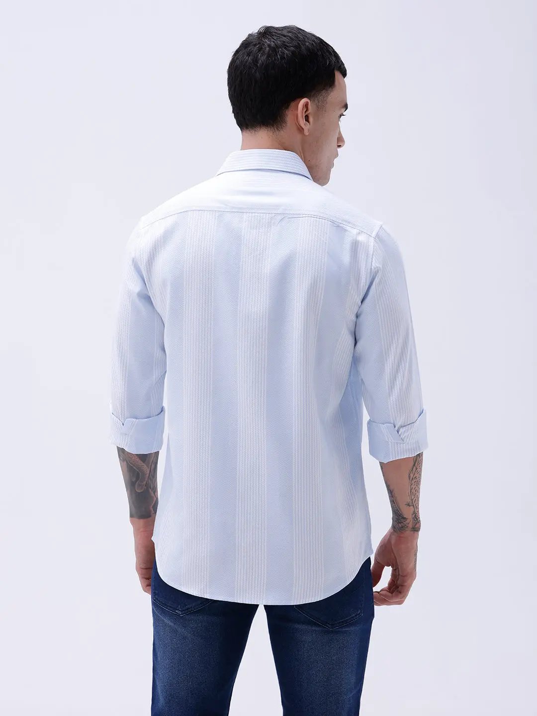 White and Blue Stripes Twill ShirtUnited By Hope