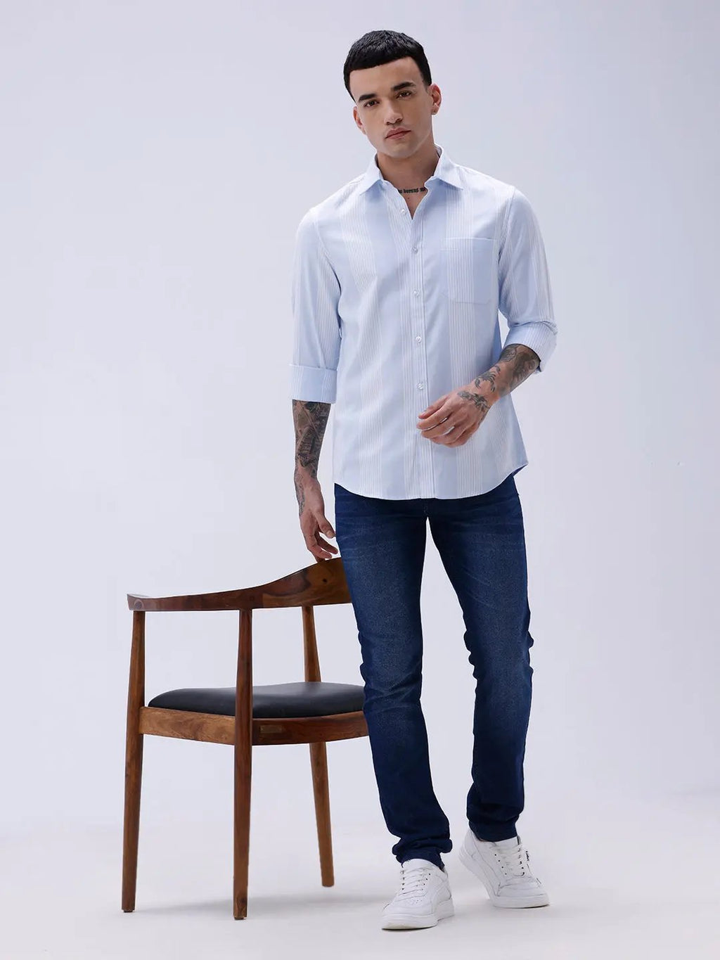White and Blue Stripes Twill ShirtUnited By Hope