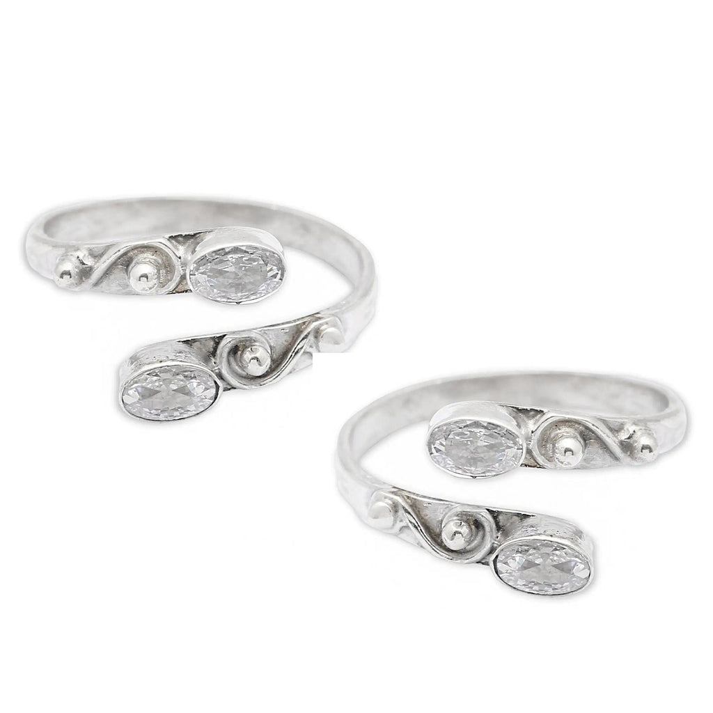 Zircon Sterling Silver Toe Ring (Pair)