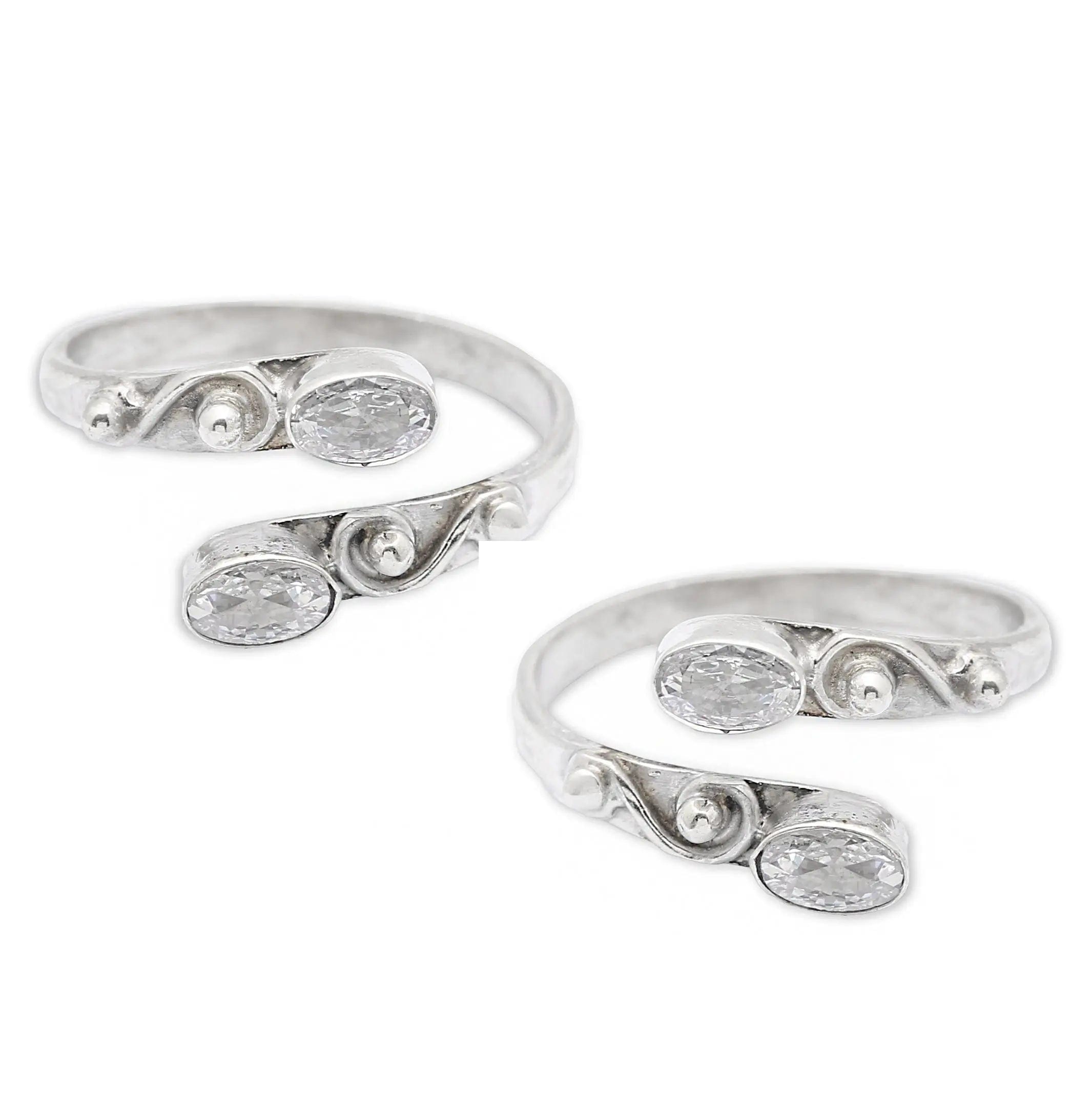 Zircon Sterling Silver Toe Ring (Pair)