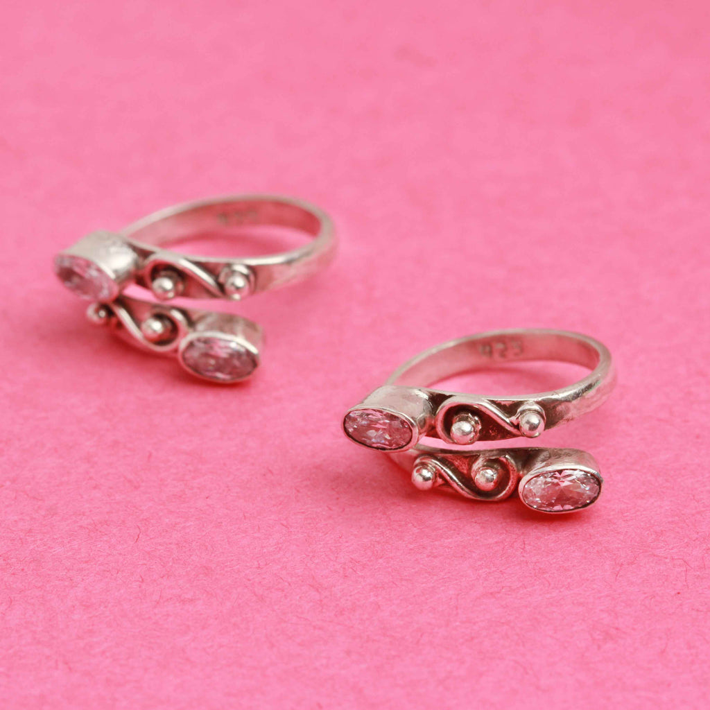 Zircon Sterling Silver Toe Ring (Pair)