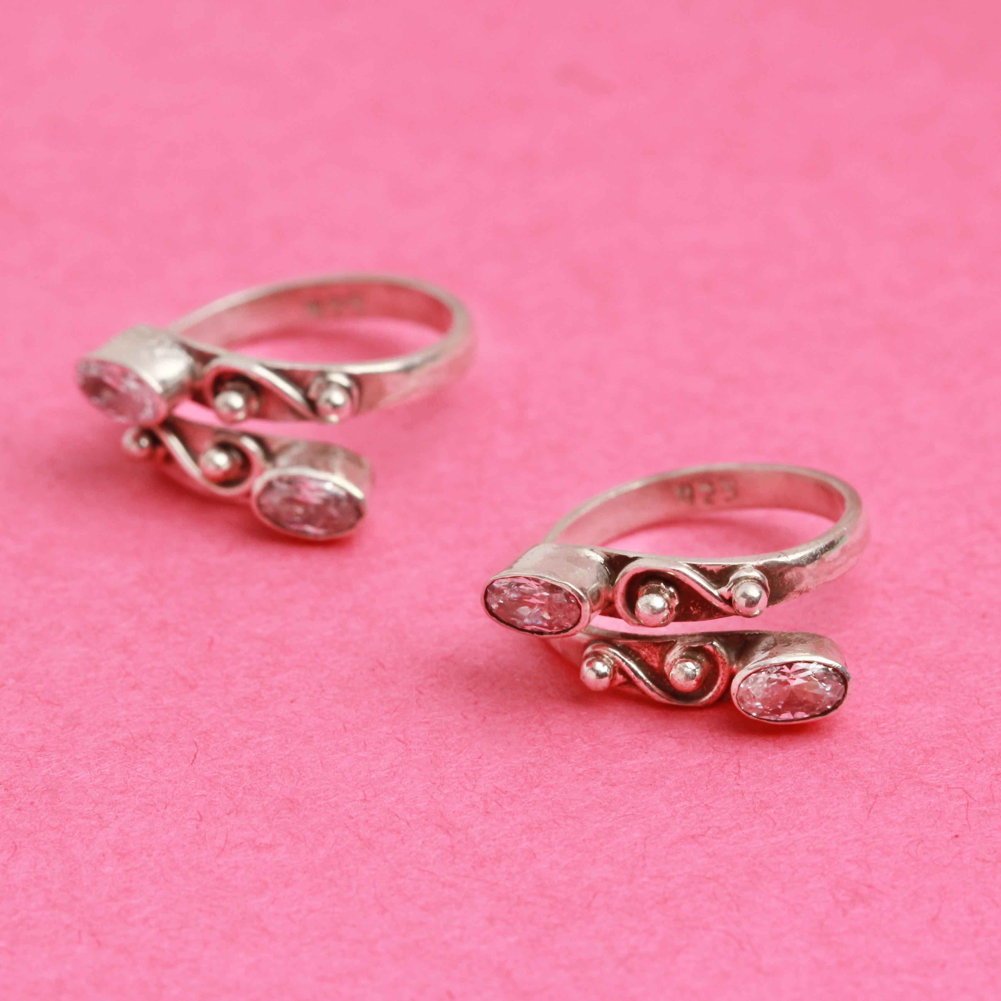 Zircon Sterling Silver Toe Ring (Pair)