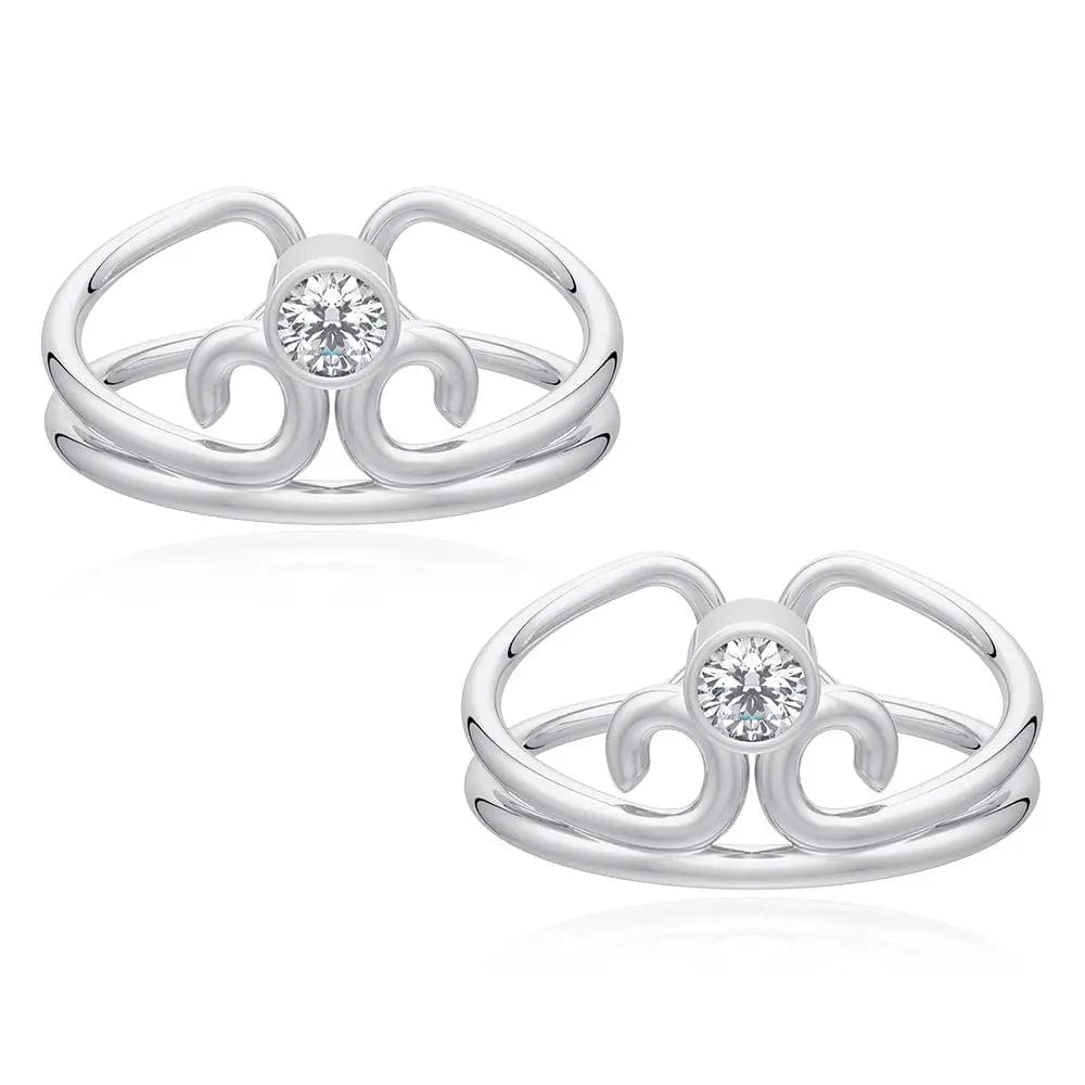 Zircon Sterling Silver Toe Ring (Pair)