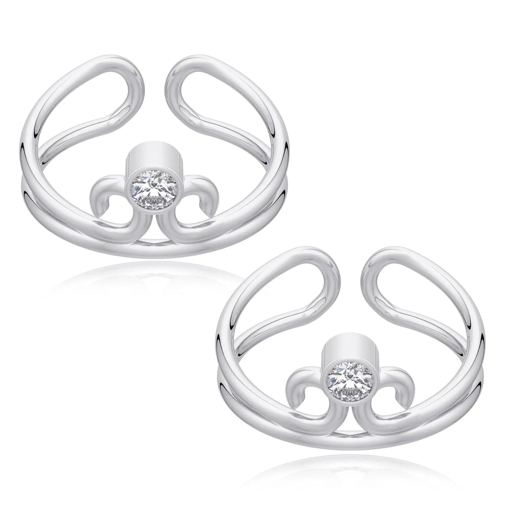 Zircon Sterling Silver Toe Ring (Pair)