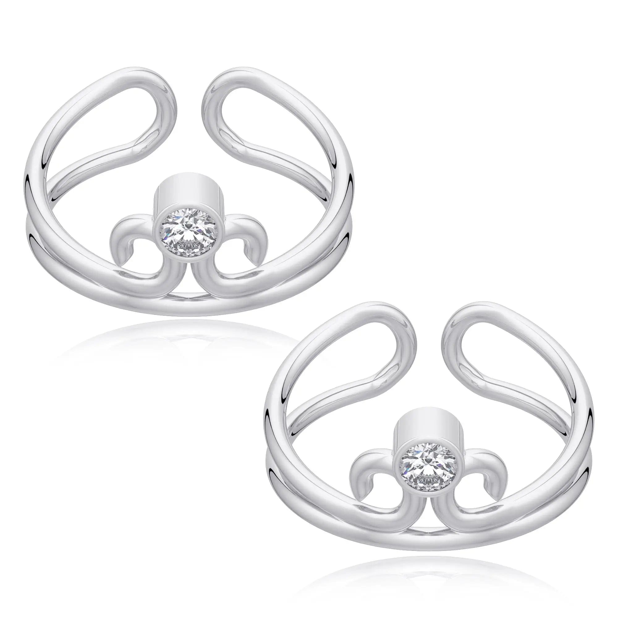 Zircon Sterling Silver Toe Ring (Pair)