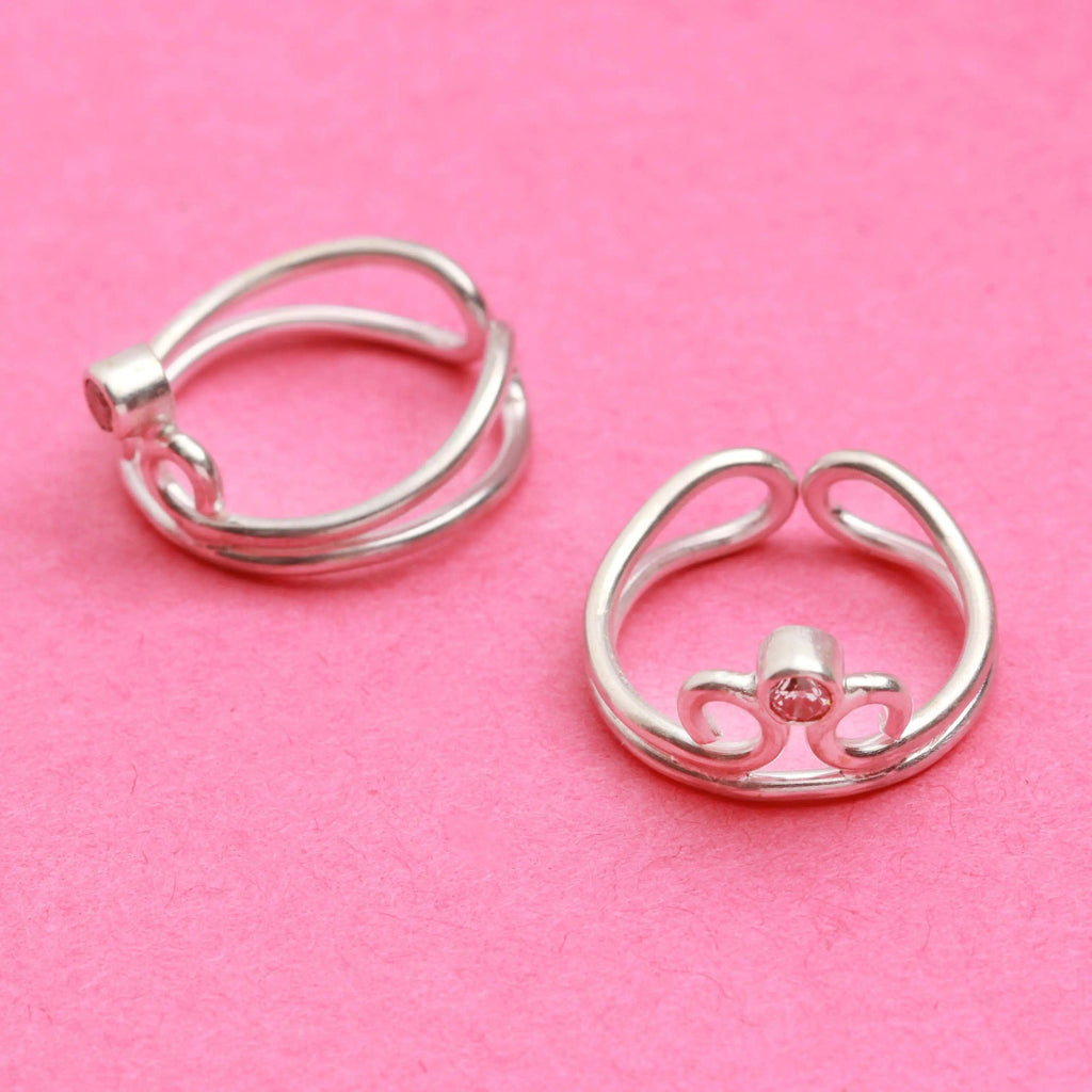 Zircon Sterling Silver Toe Ring (Pair)