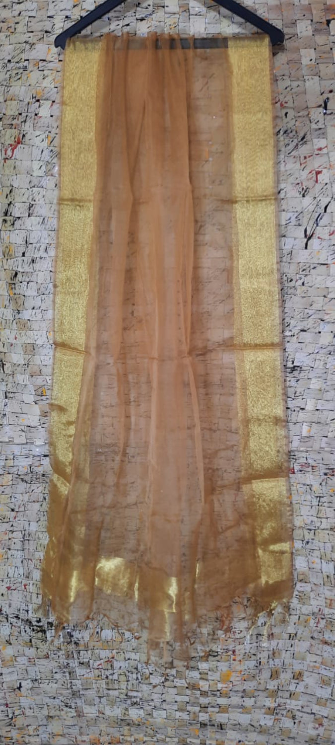 Organza Dupatta – Beige – Hand Dyed – Indiehaat