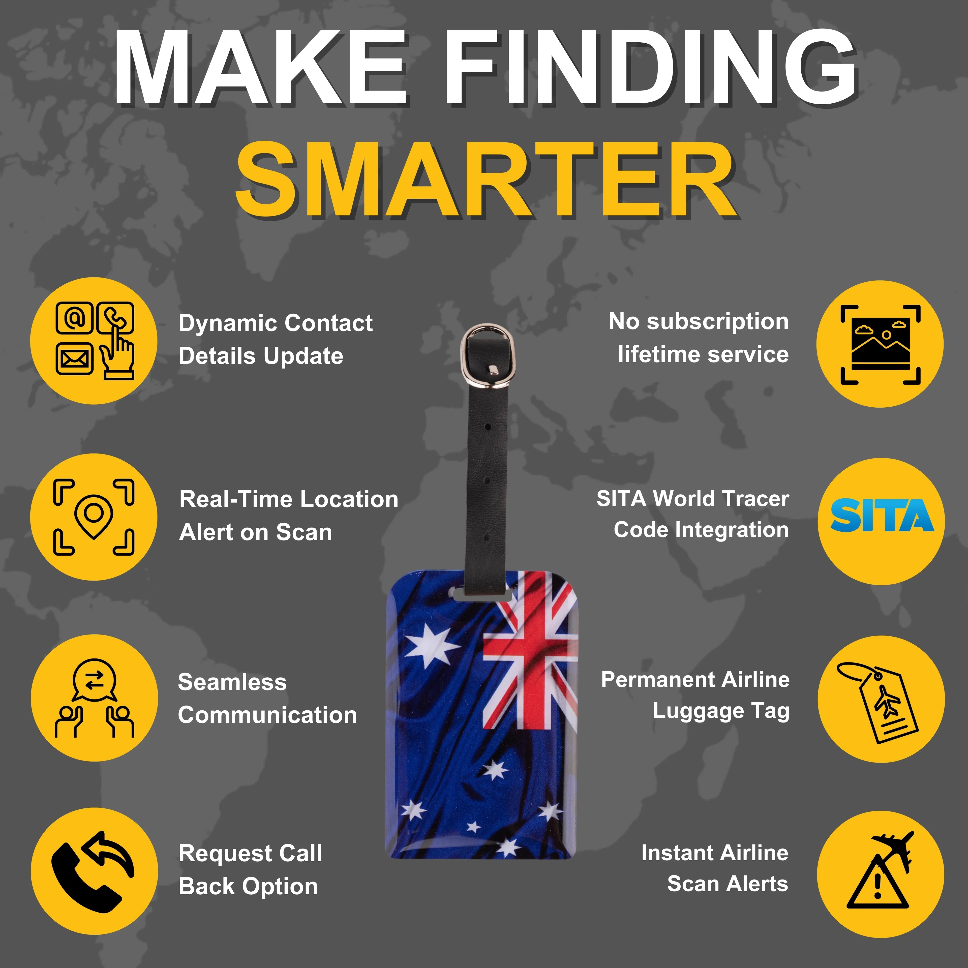 Australia QR Bag Tag by tag8 for luggage safety