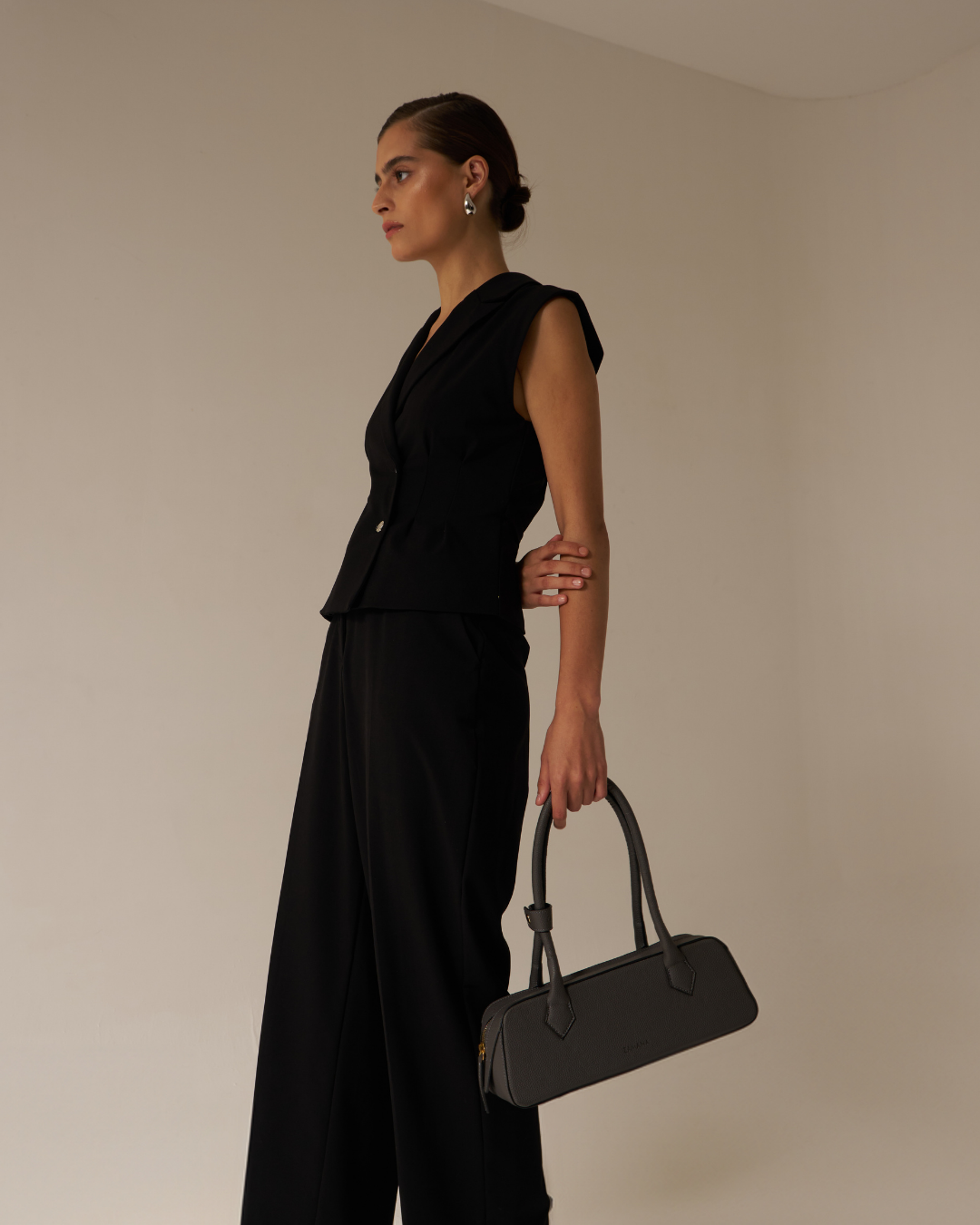 Baguette Charcoal Grey Color Bag