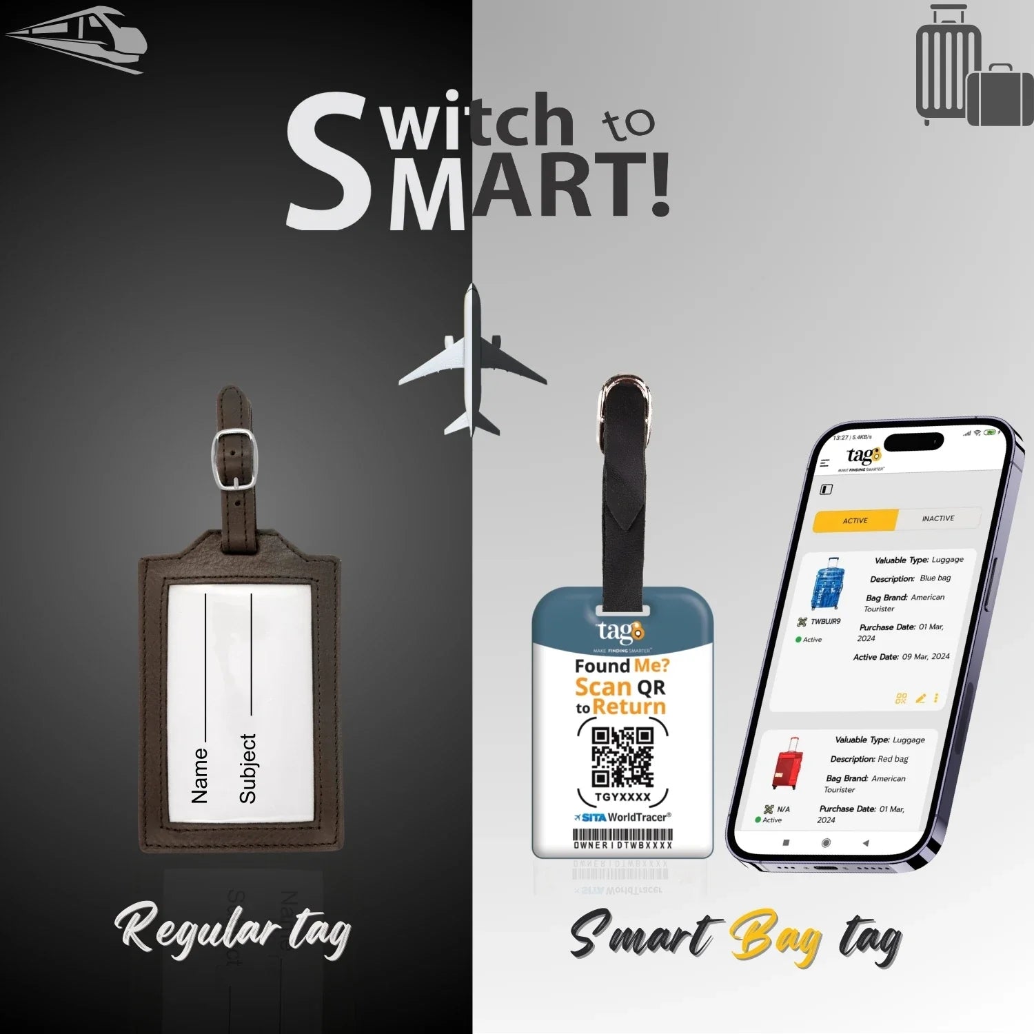 Barcelona QR Bag Tag by tag8 for luggage safety