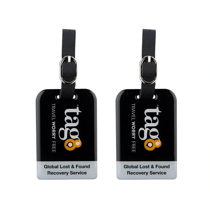 Black Bag Security QR Bag Tag by tag8 for luggage tracking
