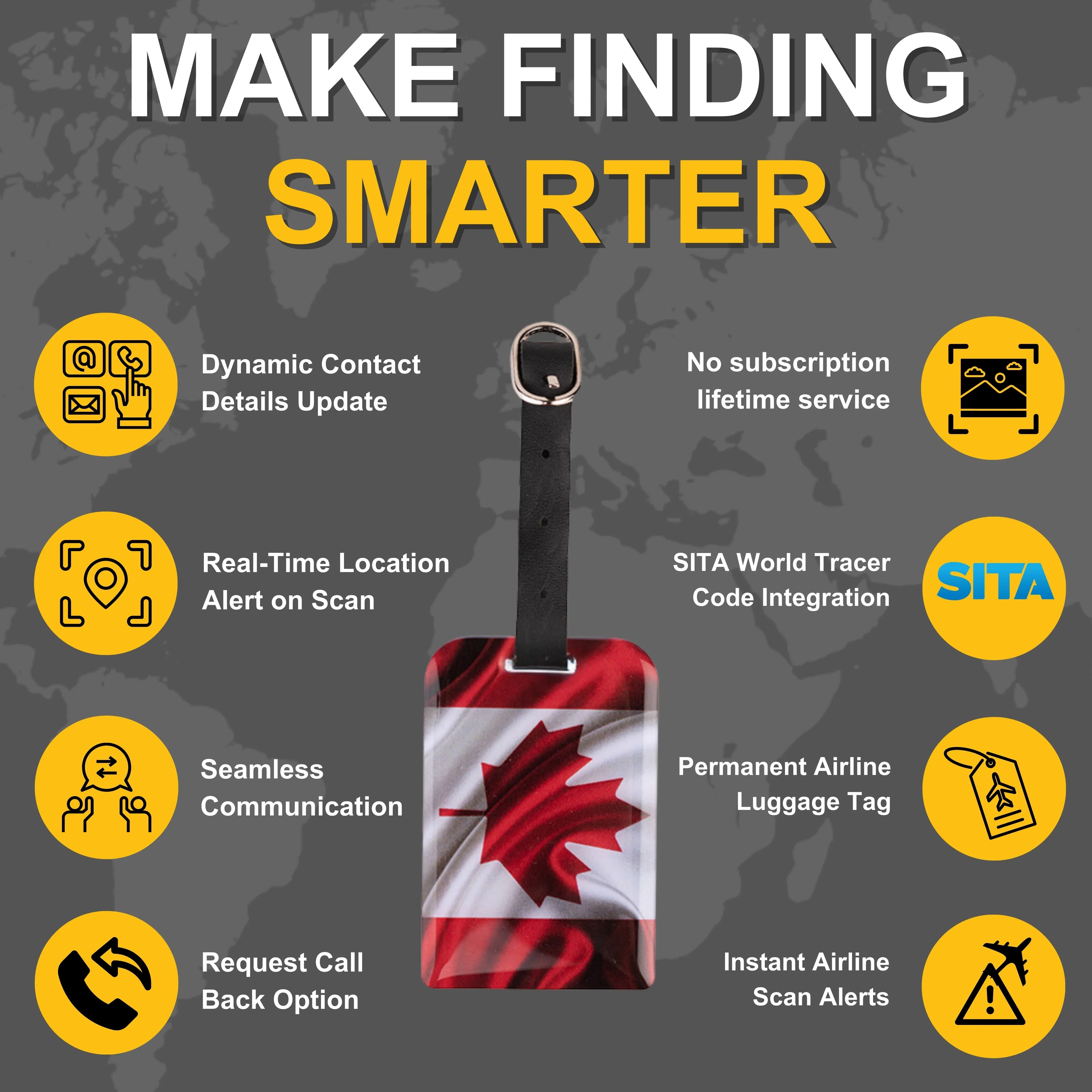Canada QR Bag Tag by tag8 with QR code for tracking