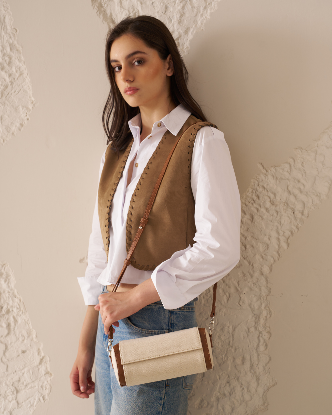 Canvas Clutch Cream Color