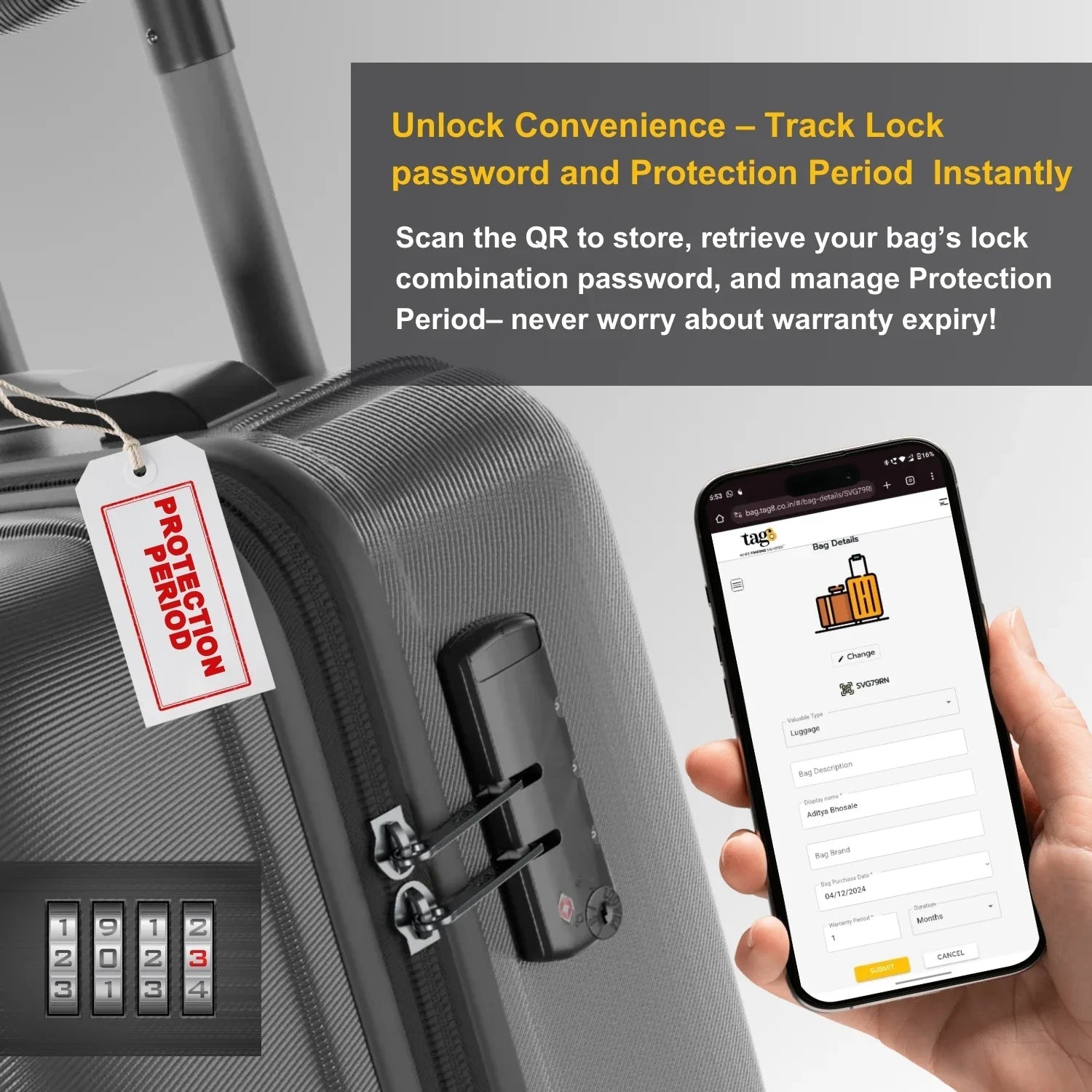 China QR Bag Tag by tag8 for secure travel tracking