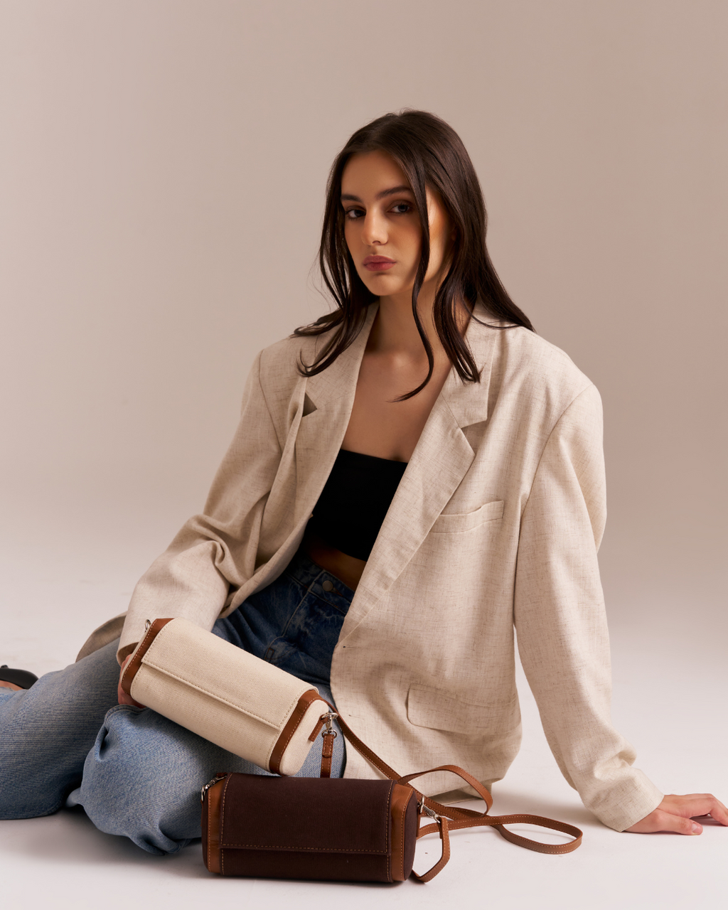 Clutch Bag Canvas Cream Color