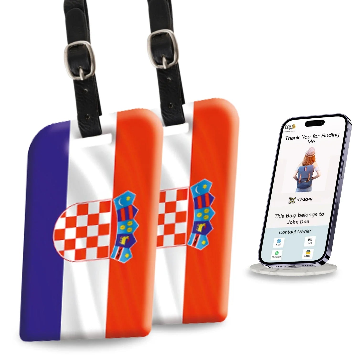 Croatia QR Bag Tag by tag8 for secure travel
