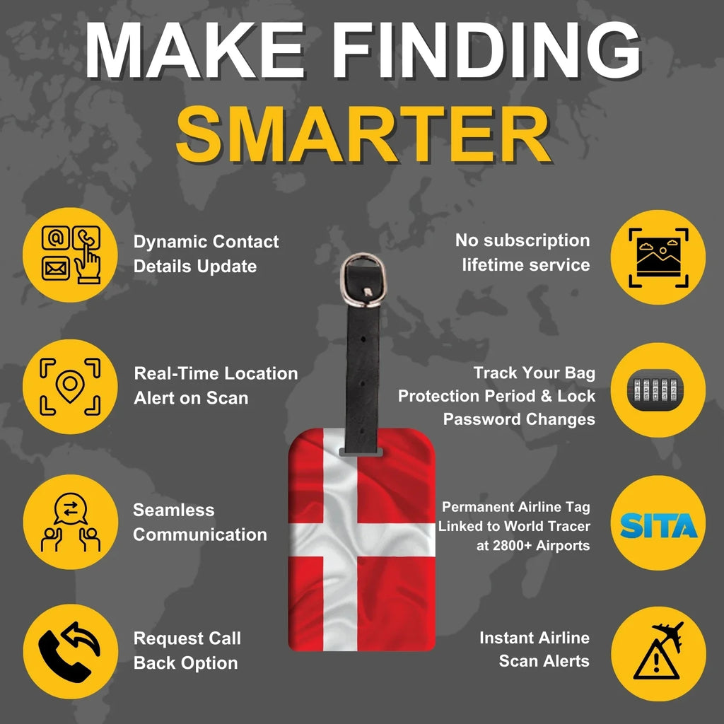 Denmark QR Bag Tag by tag8 for luggage tracking