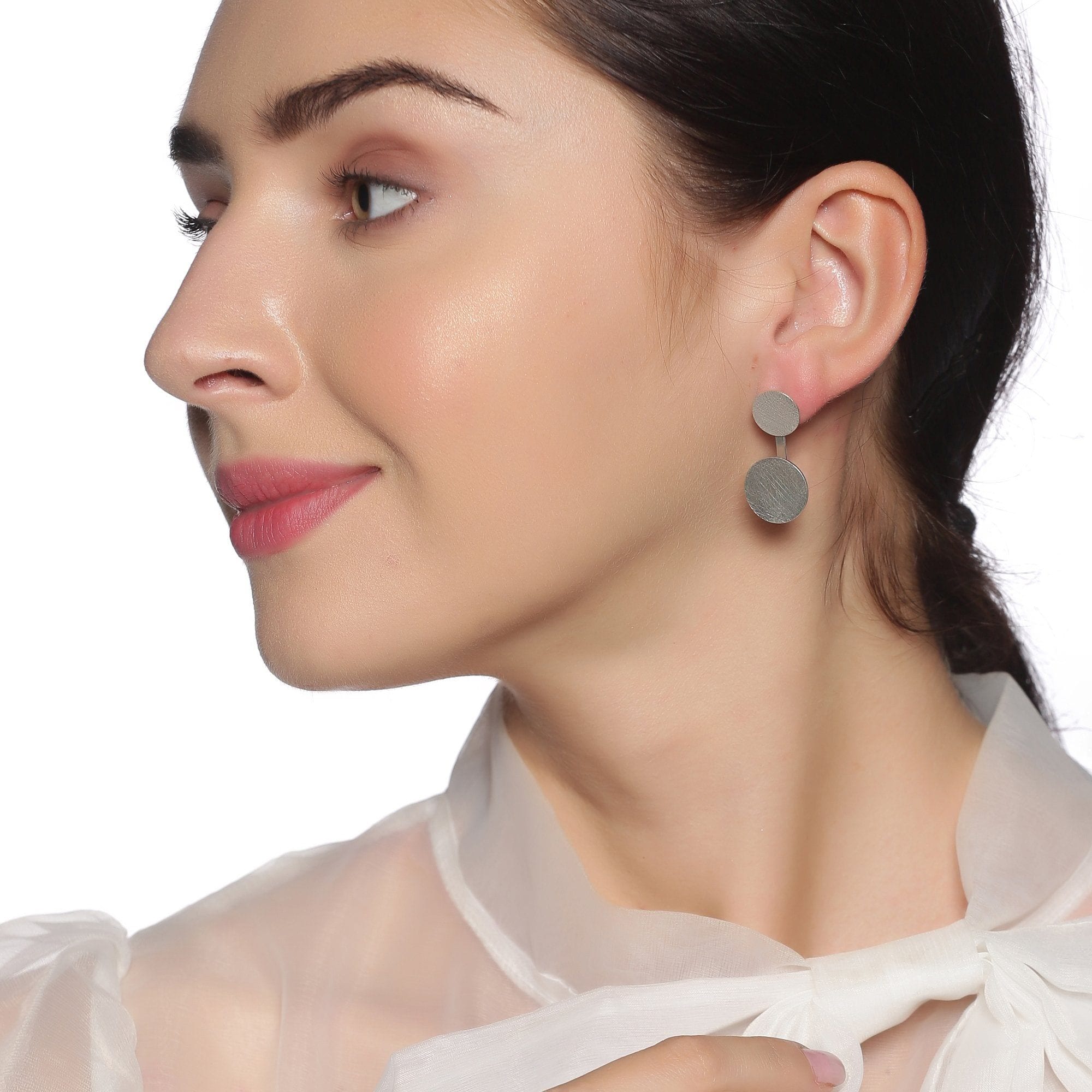 Double Circle Silver Studs Earrings - By Unniyarcha - Original Manufacturers of Silver Jewelry, Gold Plated Jewellery, Fashion Jewellery and Personalized Soul Bands and Personalized Jewelry