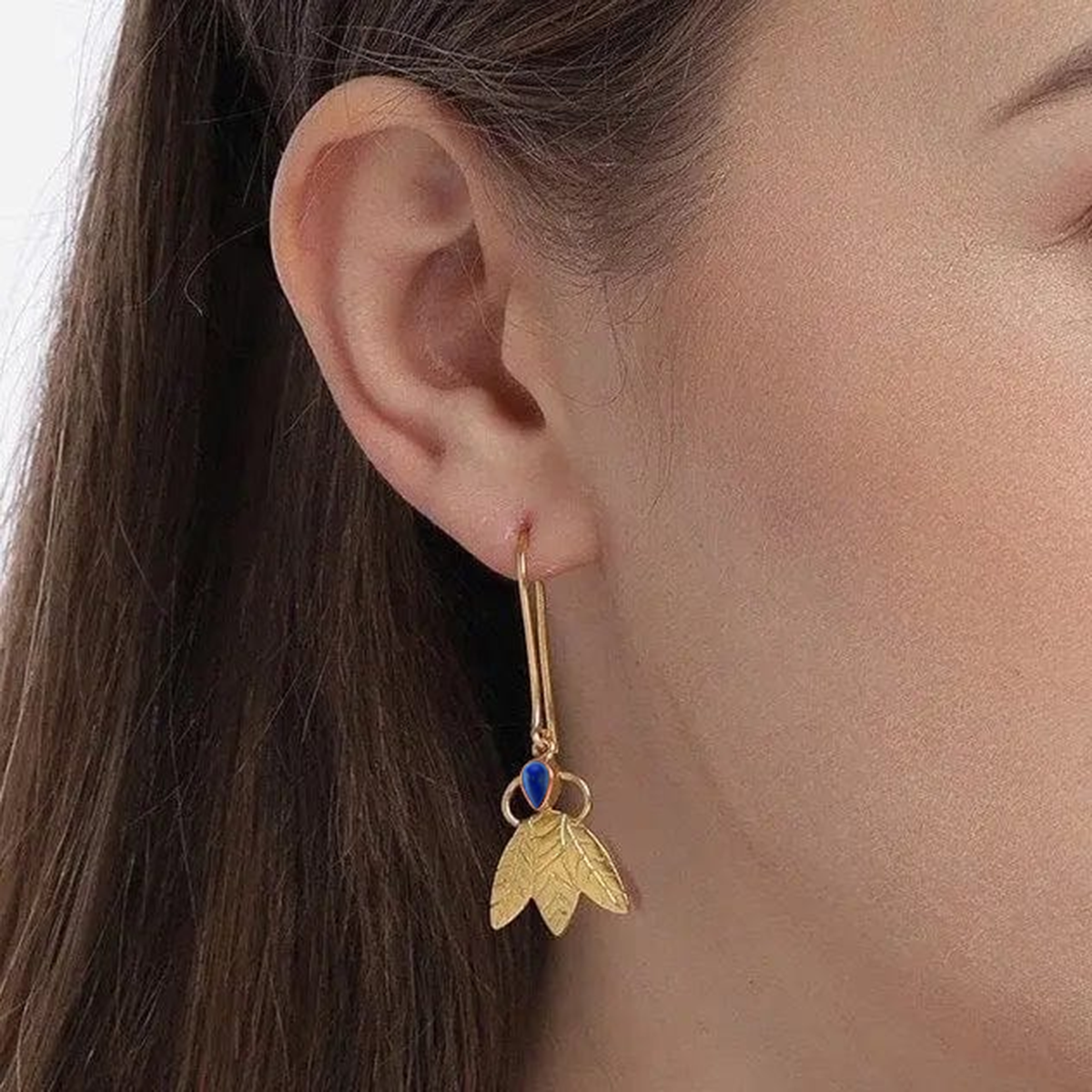 Silver Gold Plated Lapis Earring
