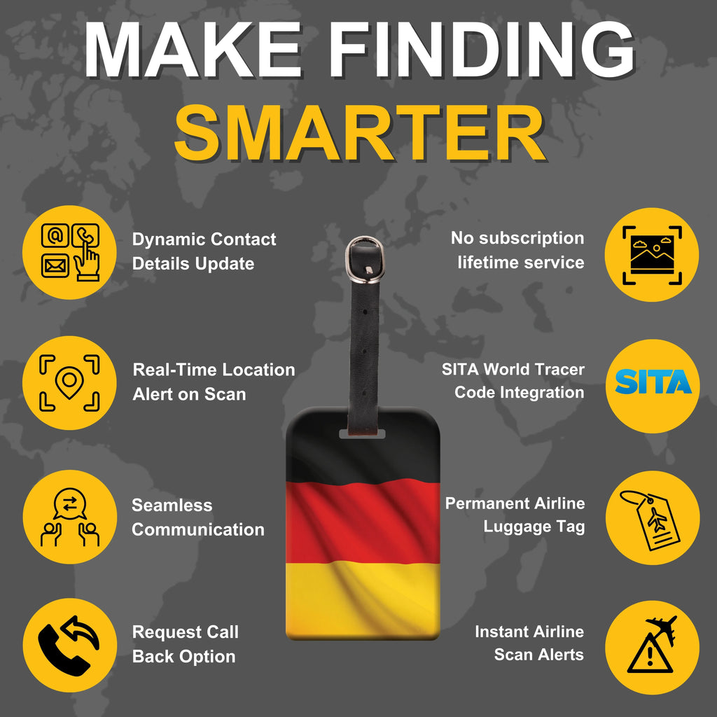 Germany QR Bag Tag by tag8 for secure luggage recovery