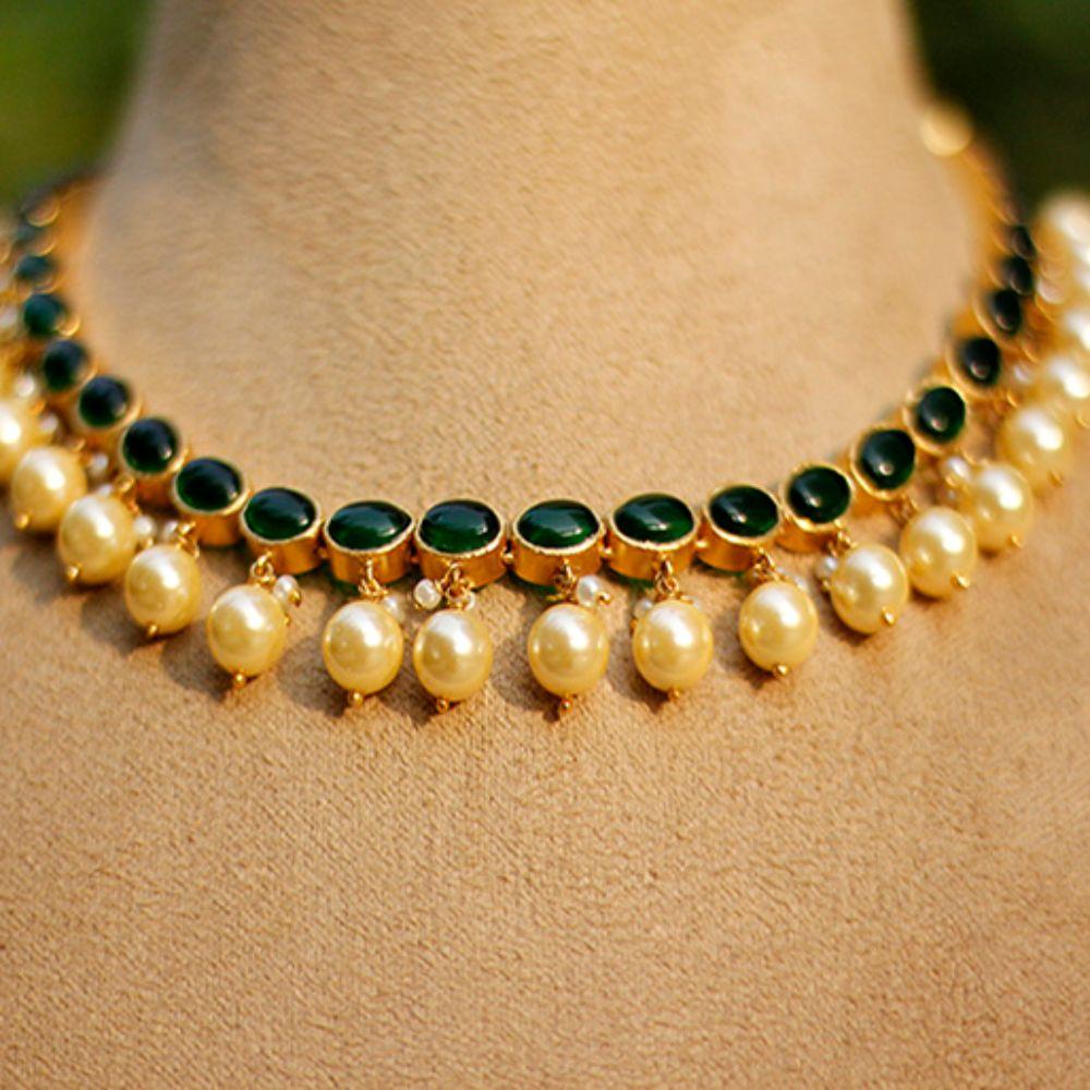 Gold Plated Green Spinel Necklace Necklaces - By Unniyarcha - Original Manufacturers of Silver Jewelry, Gold Plated Jewellery, Fashion Jewellery and Personalized Soul Bands and Personalized Jewelry