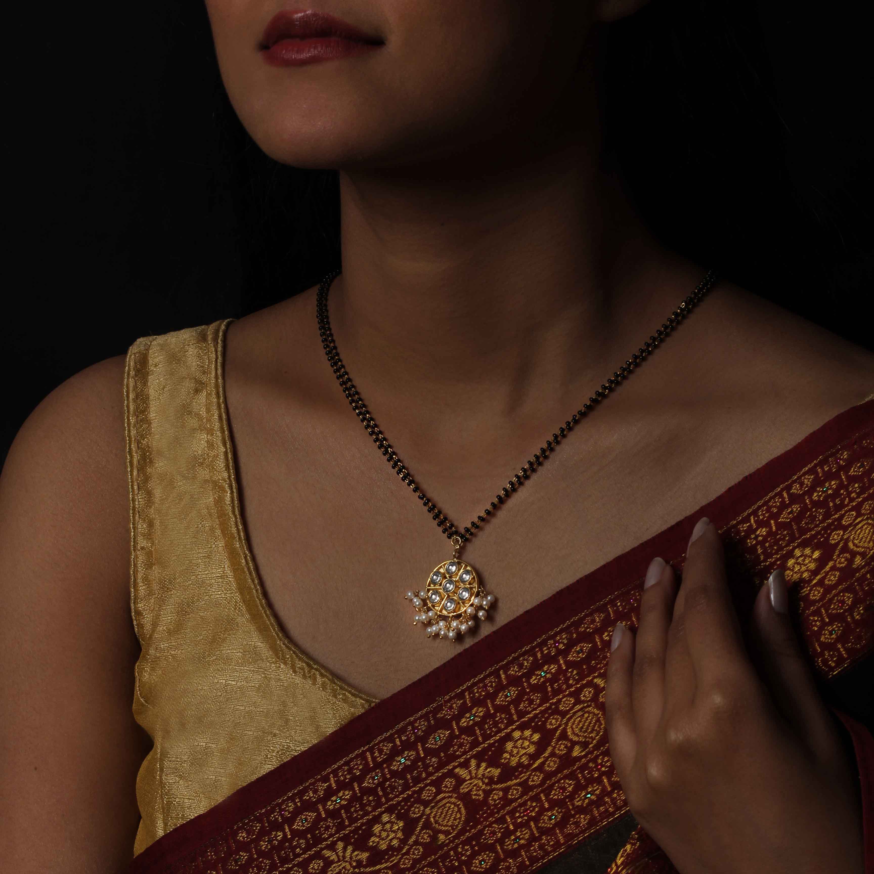 Gold Plated Kundan Silver Mangalsutra Necklaces - By Unniyarcha - Original Manufacturers of Silver Jewelry, Gold Plated Jewellery, Fashion Jewellery and Personalized Soul Bands and Personalized Jewelry