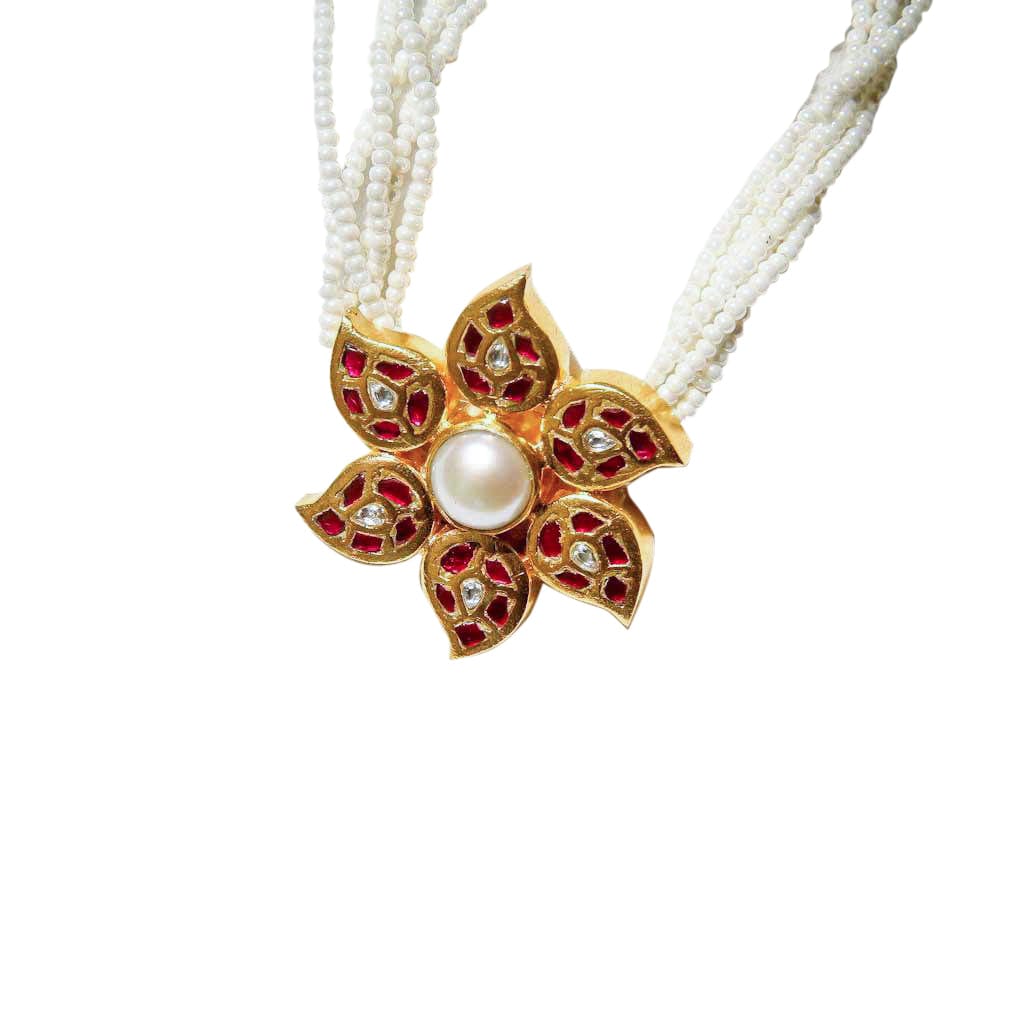 Silver Pearl Flower Choker Necklaces - By Unniyarcha - Original Manufacturers of Silver Jewelry, Gold Plated Jewellery, Fashion Jewellery and Personalized Soul Bands and Personalized Jewelry