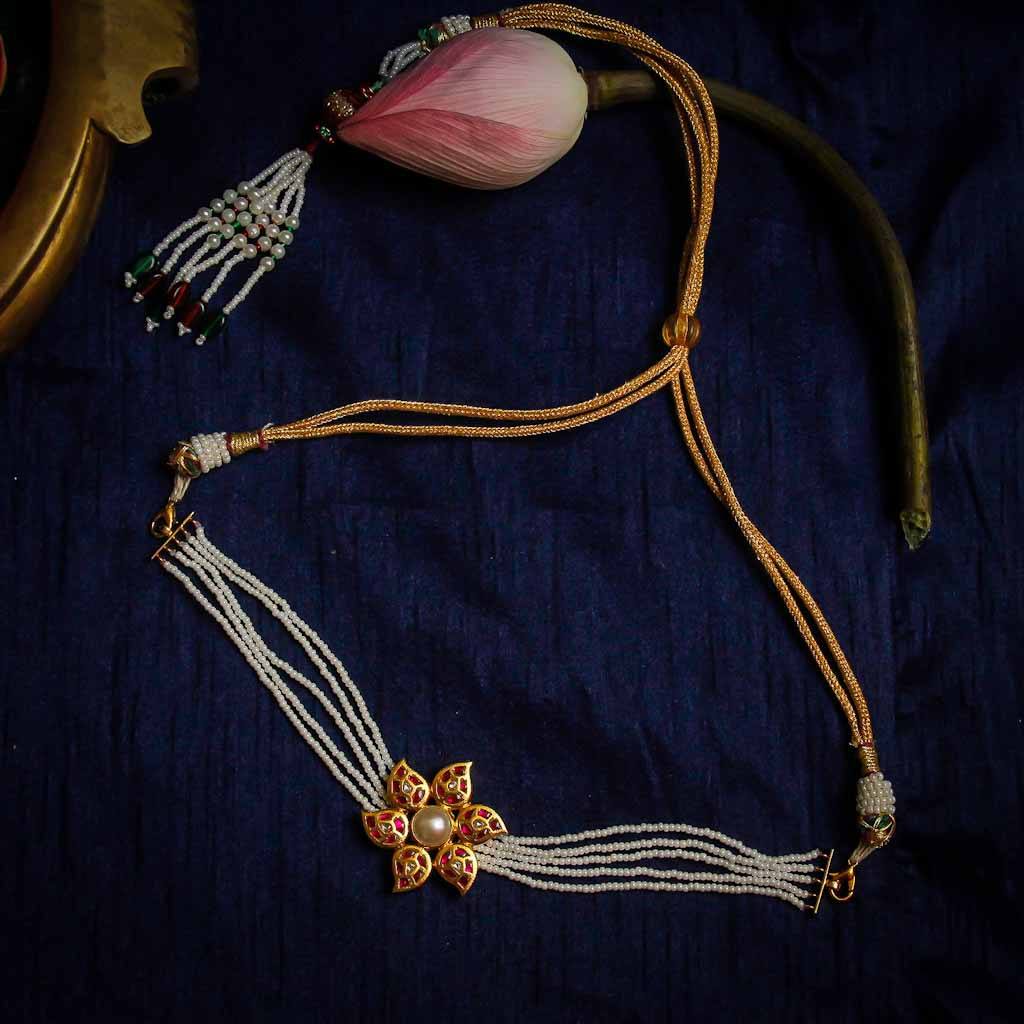 Gold Plated Silver Kundan Flower Choker Necklaces - By Unniyarcha - Original Manufacturers of Silver Jewelry, Gold Plated Jewellery, Fashion Jewellery and Personalized Soul Bands and Personalized Jewelry