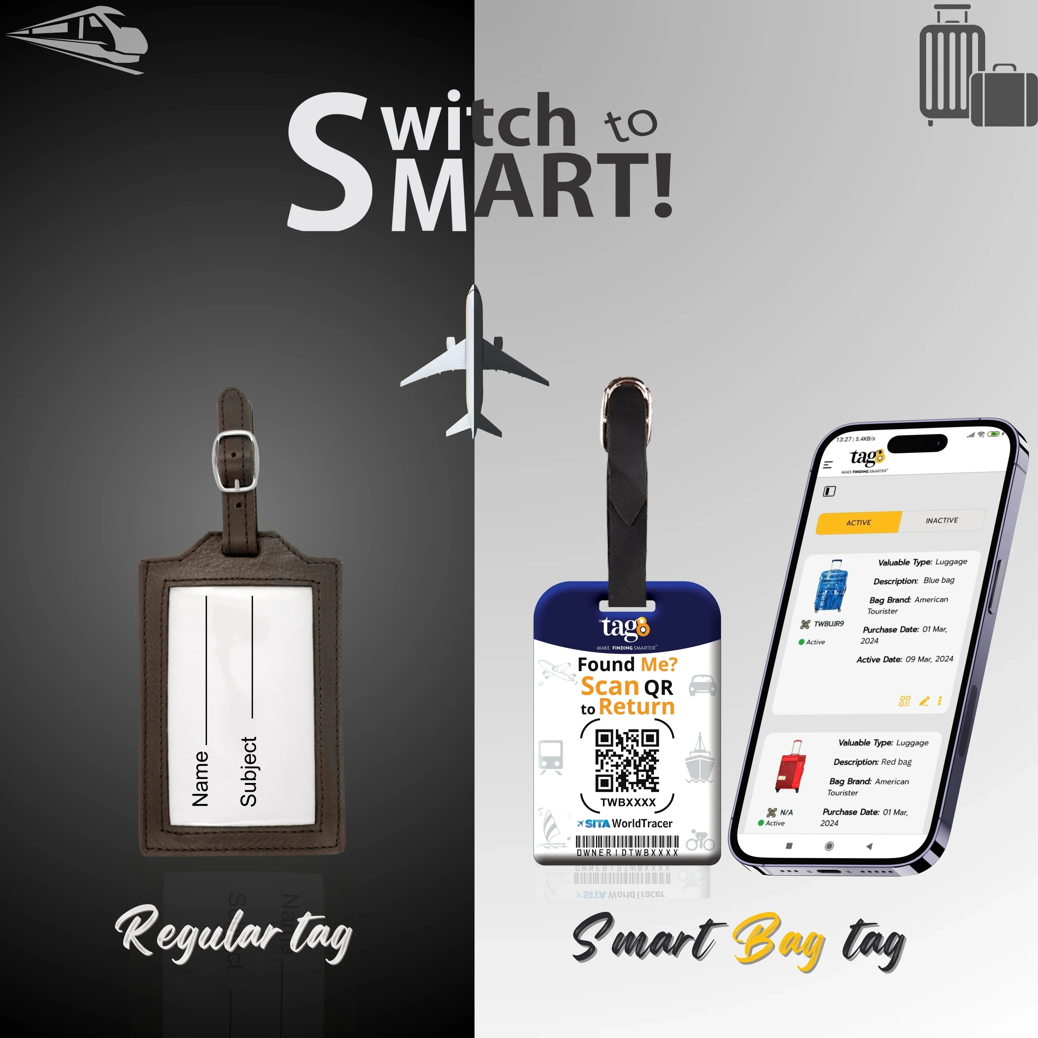 Great Britain QR Bag Tag by tag8 for secure bag tracking