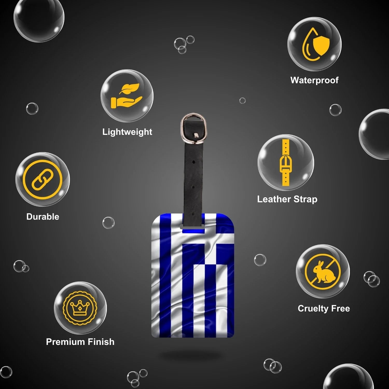 Greece QR Bag Tag by tag8 with QR code for bag security