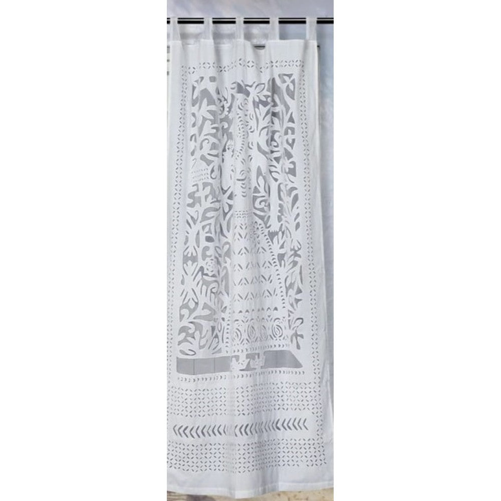 Applique Work Wall Hanging White Curtain
Size - 44"X84" (3.5 X 7 Ft)-Indiehaat
