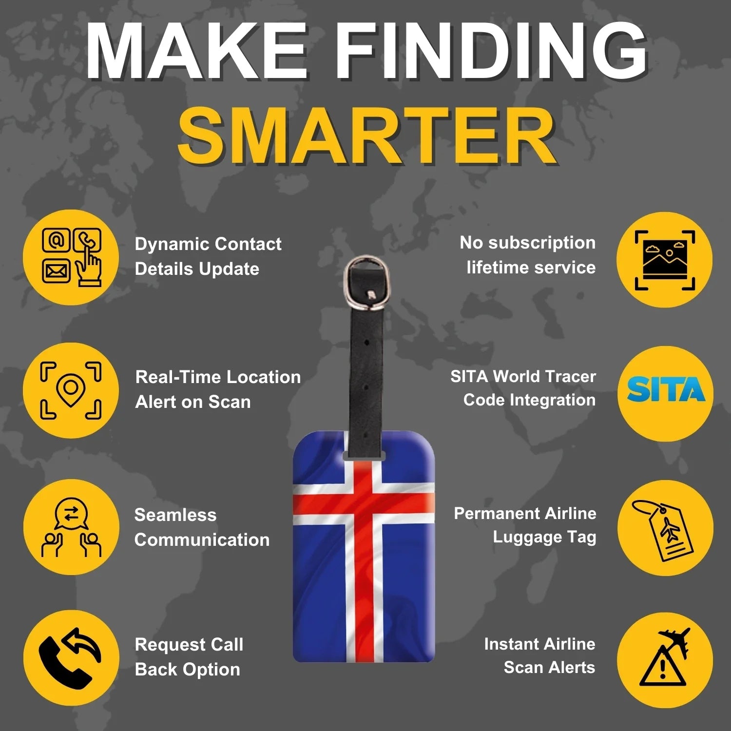 Iceland QR Bag Tag by tag8 for bag safety