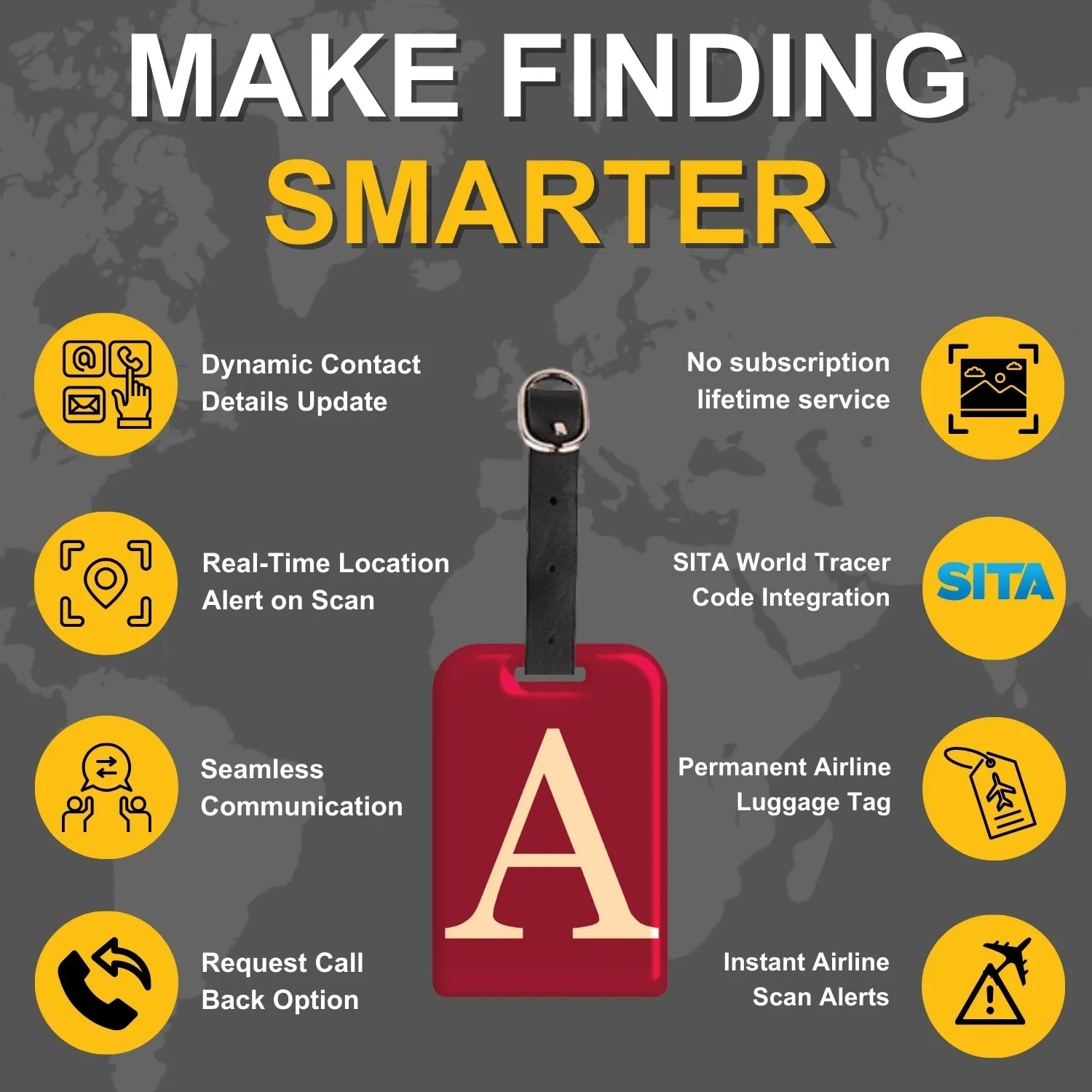 QR tag for bag with initial A