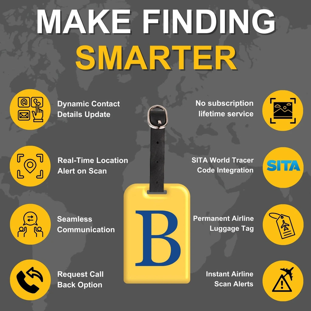 QR tag for bag with initial B