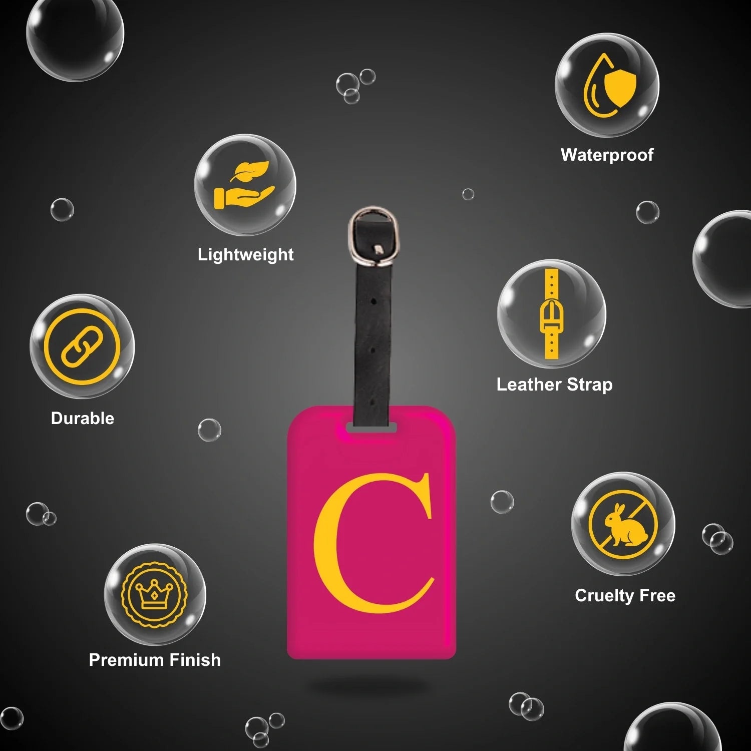 QR tag for bag with initial C