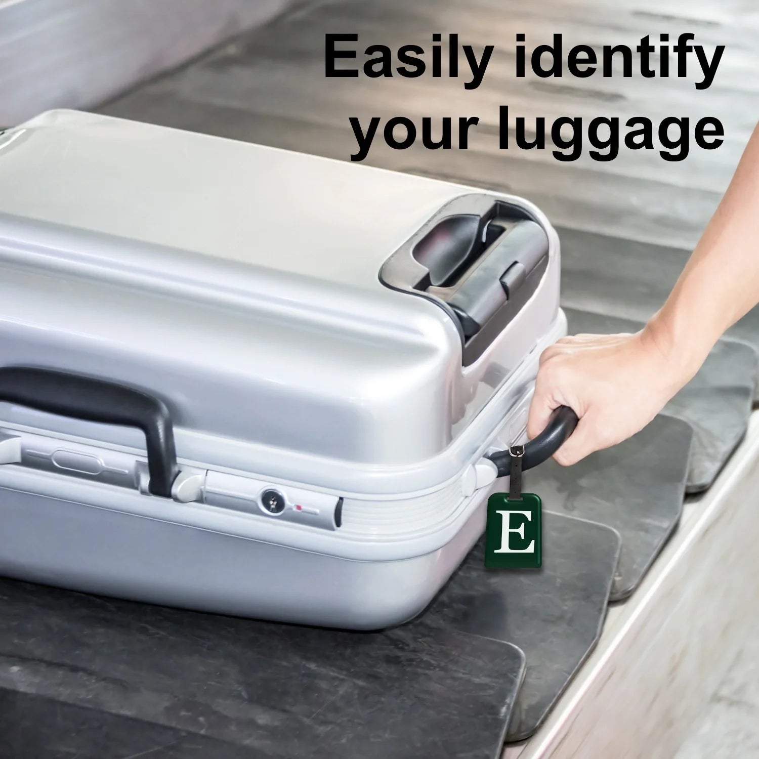 QR tag for bag with initial E