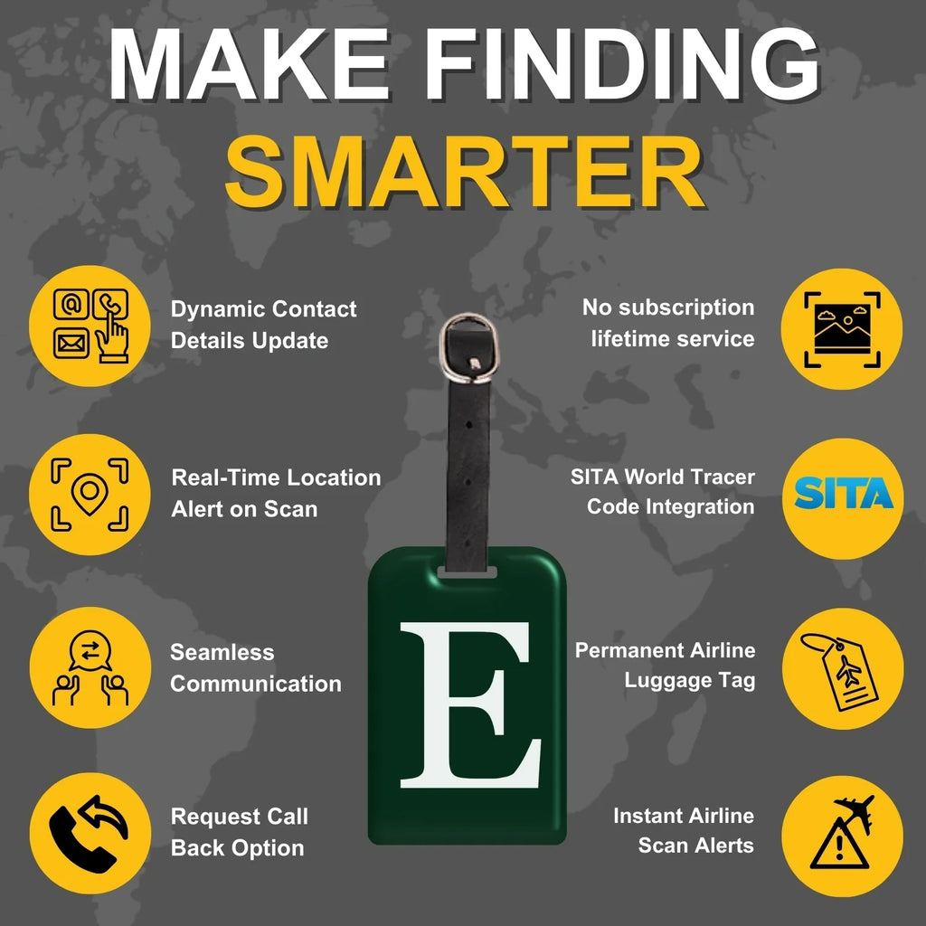 QR tag for bag with initial E
