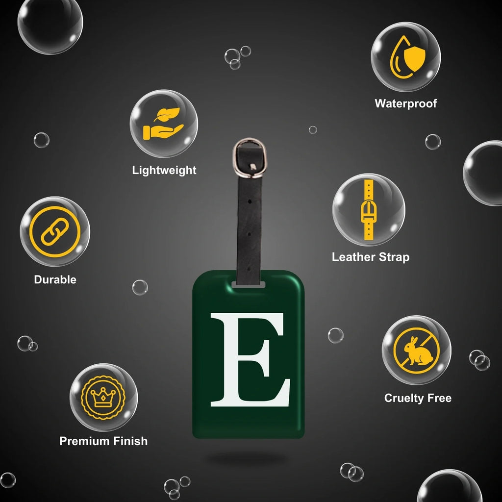 QR tag for bag with initial E