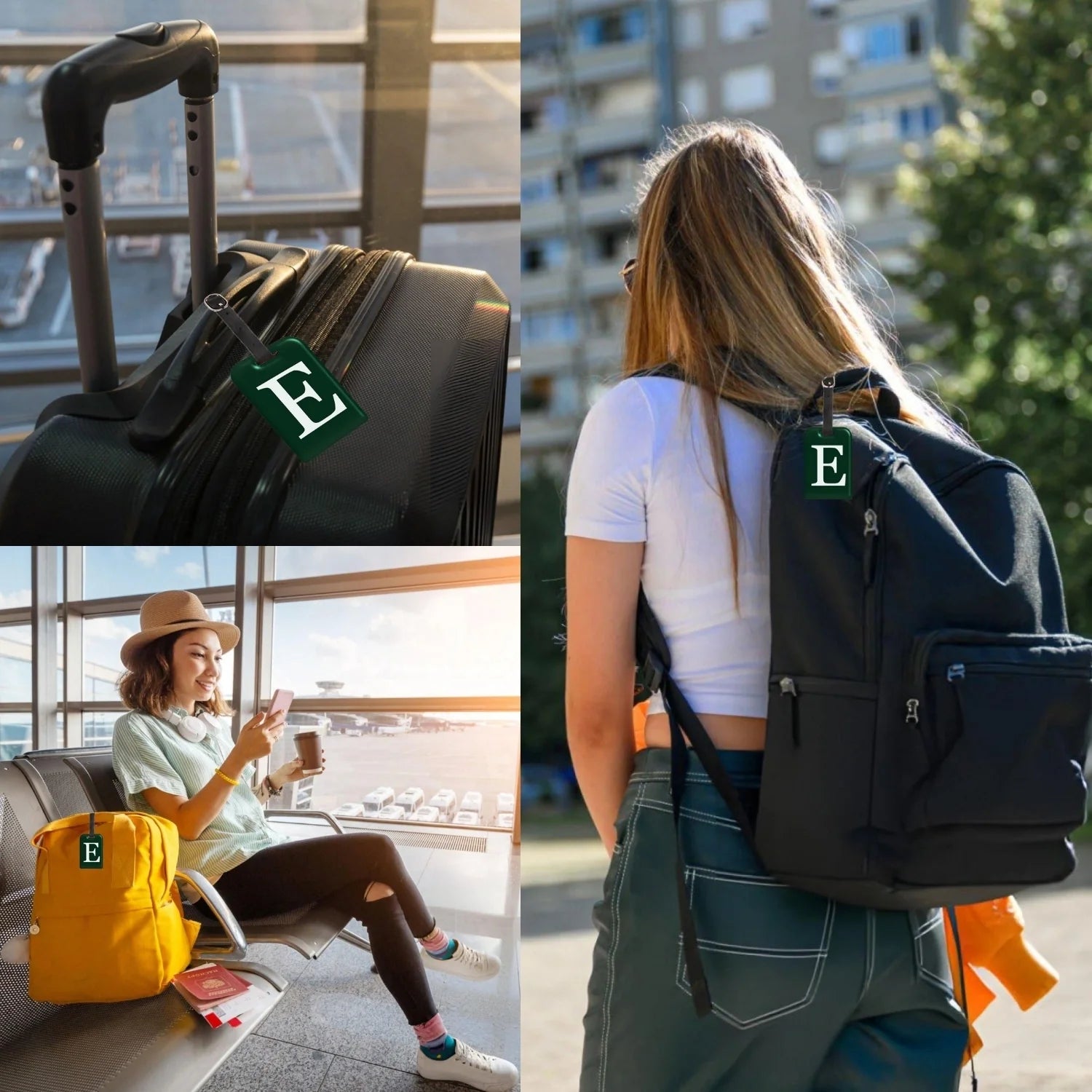 QR tag for bag with initial E