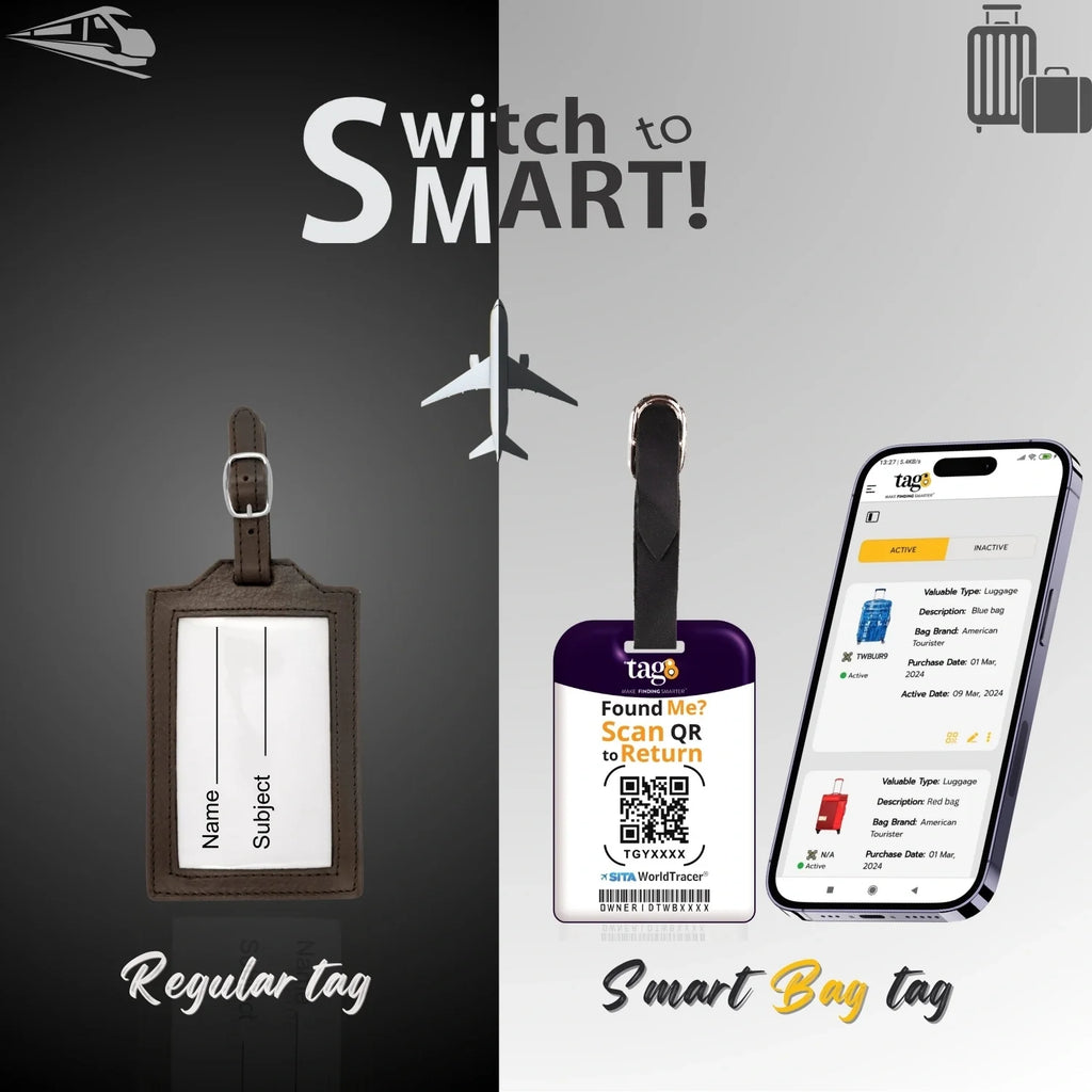 QR tag for bag with initial F