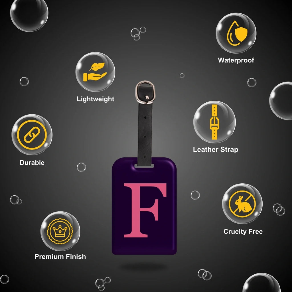 QR tag for bag with initial F