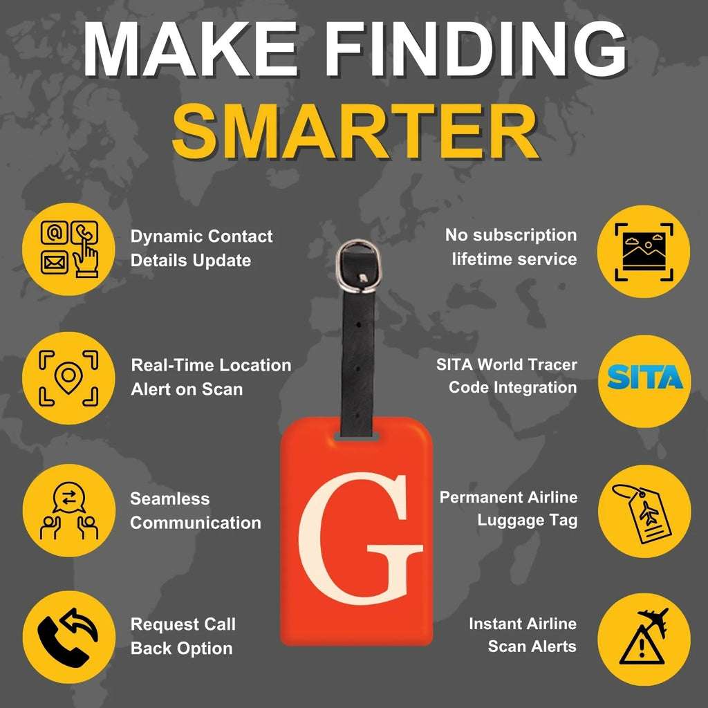 QR tag for bag with initial G