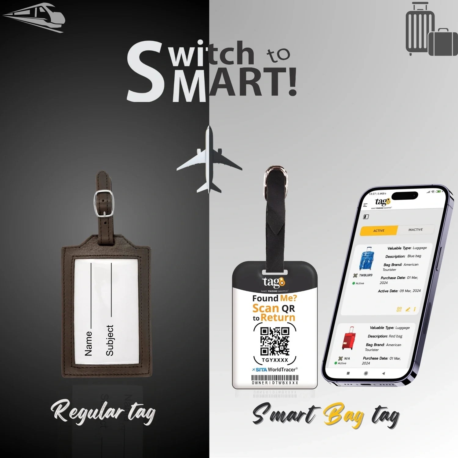  QR tag for bag with initial H