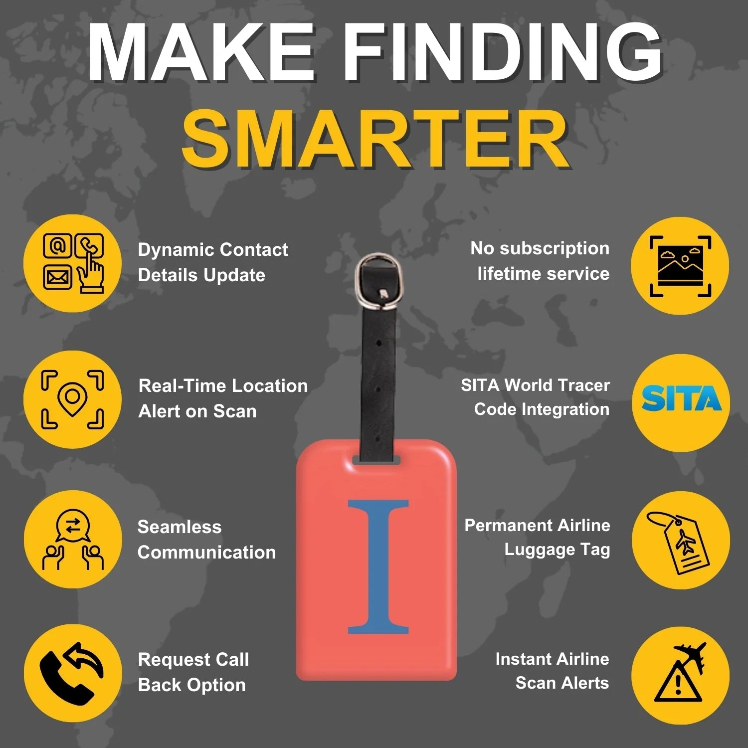 QR tag for bag with initial I
