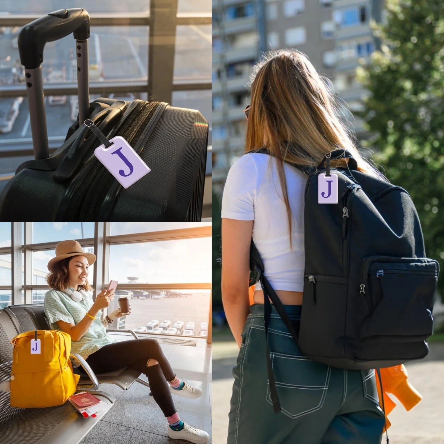QR tag for bag with initial J