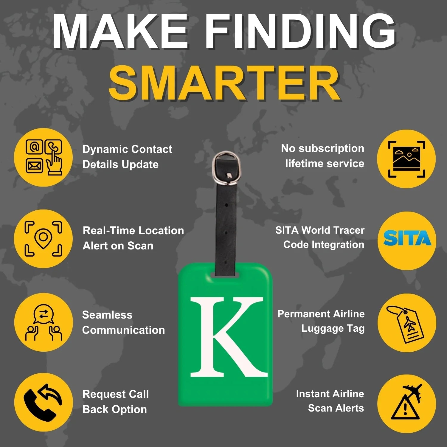 QR tag for bag with initial K